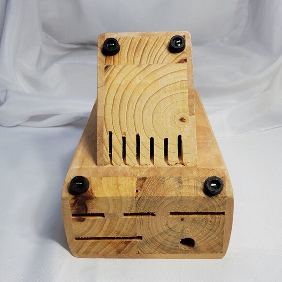 Cuisinart Natural Wood Knife Block 12-Slot Design Brushed Metal Logo BLOCK ONLY - Picture 2 of 10